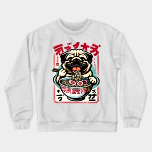 Cute Pug Eating Ramen Crewneck Sweatshirt